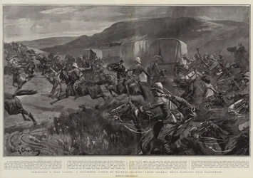Überraschung eines Burenlagers, eine erfolgreiche Aktion der berittenen Infanterie unter General Bruce Hamilton bei Standerton